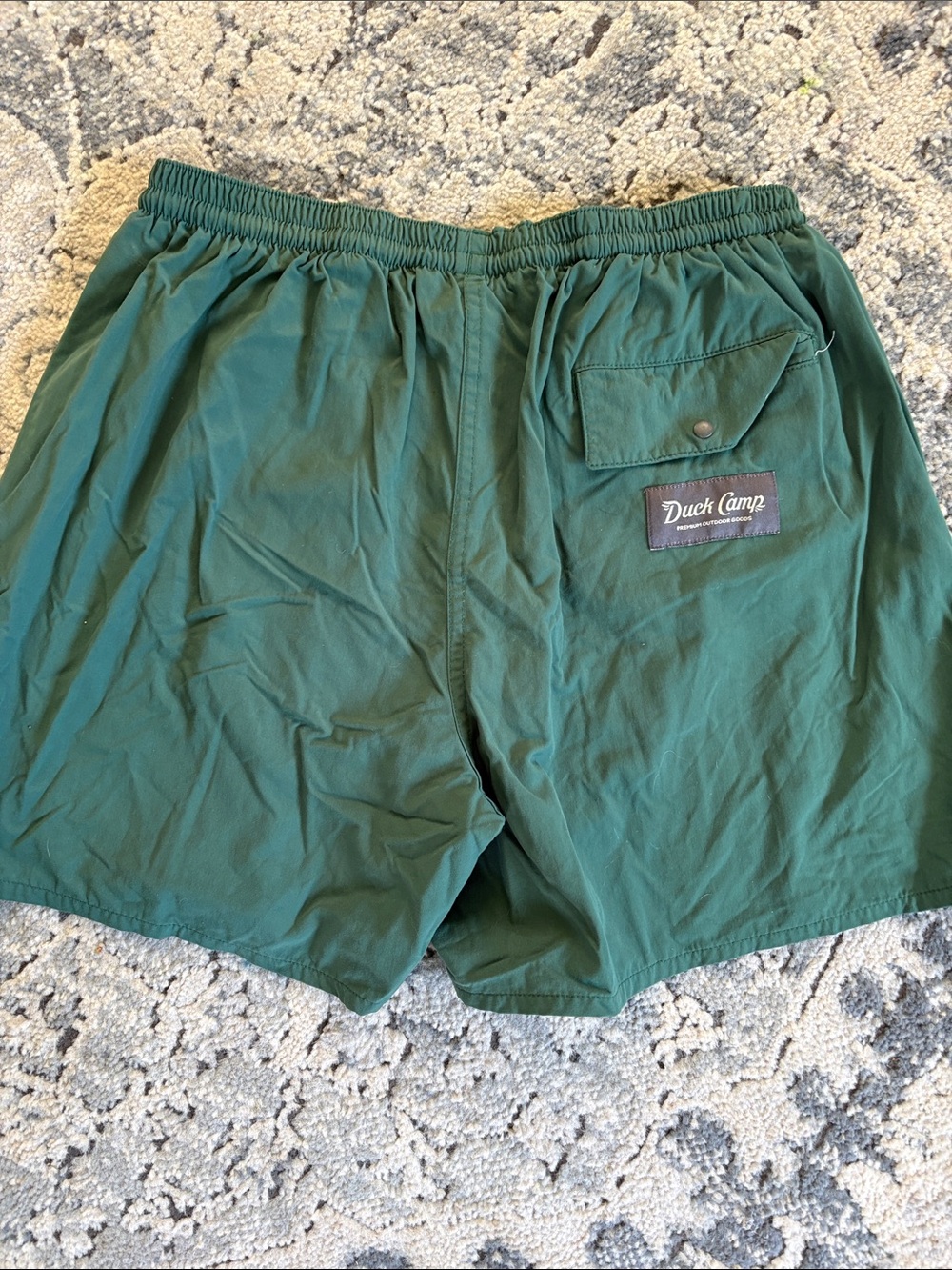 Duck Camp Forest Green Elastic Waist Shorts 5”